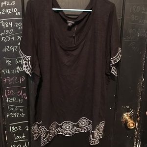 Black and white embroidered top